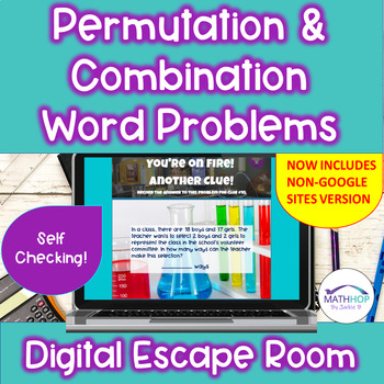 Preview of Permutation & Combination Word Problems Digital Escape Room