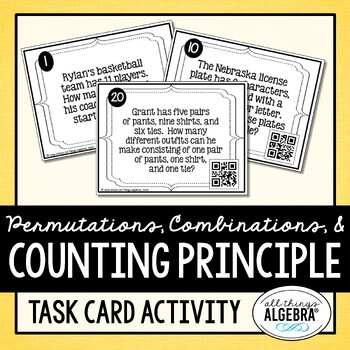 Preview of Permutations, Combinations, and the Counting Principle | Task Cards
