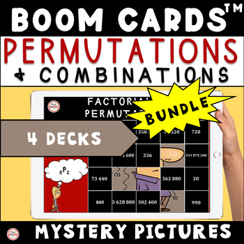 Preview of Permutations and Combinations BUNDLE Boom Cards™ | Probability and Statistics