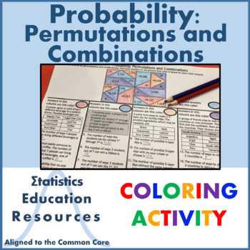 Preview of Permutations and Combinations Coloring Activity  (Common Core Aligned)