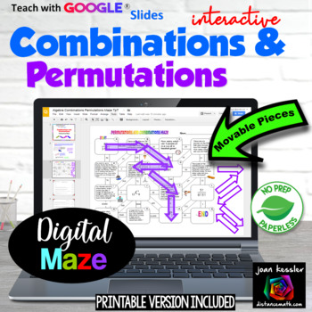 Preview of Permutations and Combinations Digital Maze + HW and Printable version
