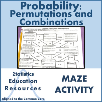 Preview of Permutations and Combinations Maze Activity (Common Core Aligned)