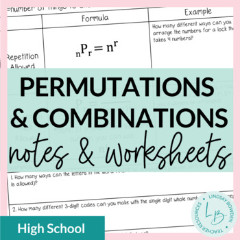 Preview of Permutations and Combinations Notes & Worksheets