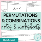 Permutations and Combinations Notes & Worksheets