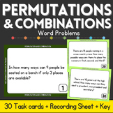 Permutations and Combinations Probability Task Cards
