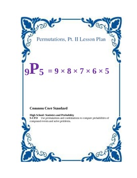 Preview of Permutations and Factorials Lesson Plans