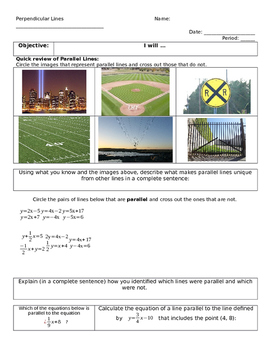 Preview of Perpendicular Lines Basic Guided Notes