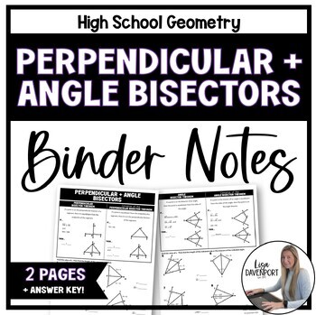 Preview of Perpendicular and Angle Bisectors - Binder Notes for Geometry