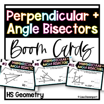 Preview of Perpendicular and Angle Bisectors - Geometry Boom Cards