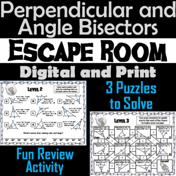 Preview of Perpendicular & Angle Bisectors in Triangles Activity: Geometry Escape Room Game