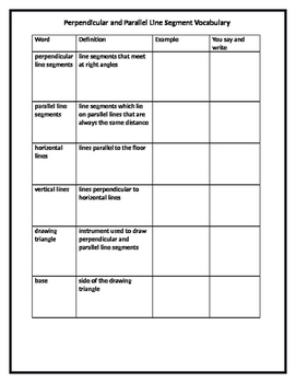 Preview of Perpendicular and Parallel Line Segment Interactive Vocab