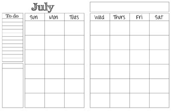 2 page monthly calendar template