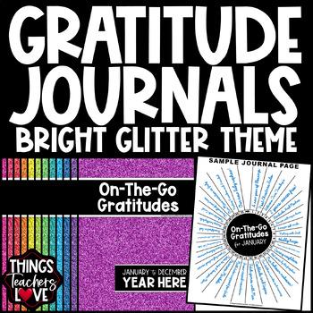 Preview of Perpetual On-The-Go Gratitude Journals Set - ASSORTED COLORS BRIGHT GLITTER