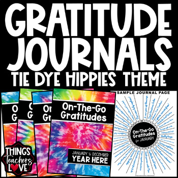 Preview of Perpetual On-The-Go Gratitude Journals Set - TIE DYE HIPPIES 05 THEME