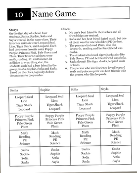 Preview of Perplexor 10: Name Game Logic Puzzle for Middle and  High Schoolers, No Prep!