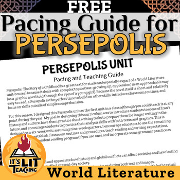 Preview of Persepolis By Marjane Satrapi Pacing Guide FREEBIE