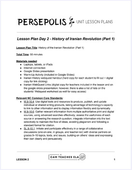 Preview of Persepolis: Iranian Revolution Webquest (lesson, powerpoint + webquest activity)