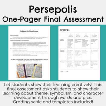 Preview of Persepolis One-Pager Final Assessment - Creative Assessment w/Quick Grading! 