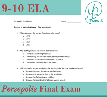 Preview of Persepolis Unit Final Exam