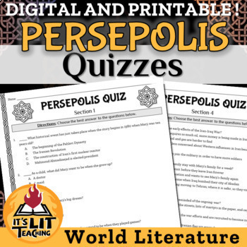 Preview of Persepolis by Marjane Satrapi Quizzes | Printable & Digital