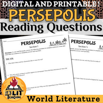 Preview of Persepolis by Marjane Satrapi Reading Questions | Printable & Digital