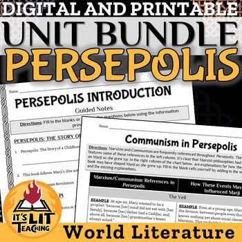 Preview of Persepolis by Marjane Satrapi Whole Novel Unit Bundle | Printable & Digital