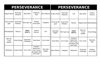 Perseverance Bingo