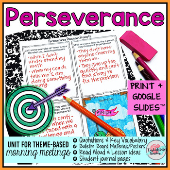 Preview of Perseverance Activities for SEL Print and Digital Morning Meeting Slides