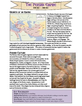 Preview of Persian Empire Reading and Review Worksheet