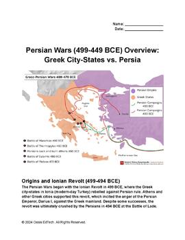 Preview of Persian Wars (499-449 BCE) Overview: Greek City-States vs. Persia Worksheet