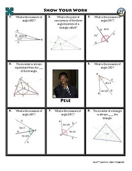 Person Puzzle Angle Bisectors Of Triangles Pele Worksheet Tpt