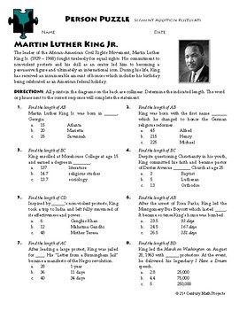 Person Puzzle - Segment Addition Postulate - Martin Luther King Jr