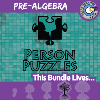 Preview of Person Puzzles PRE-ALGEBRA BUNDLE - Printable & Digital Activities