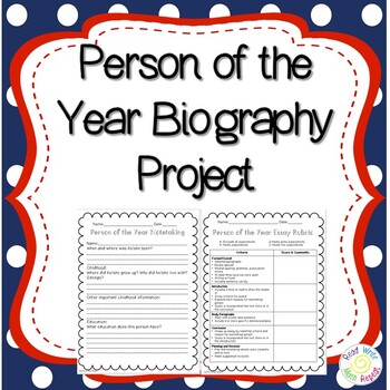 Preview of Person of the Year Biography Writing Project for 4th, 5th, 6th Grade