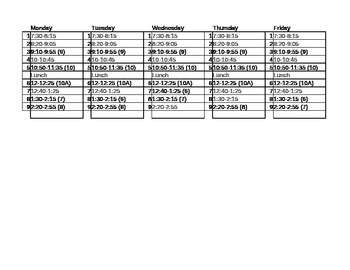 Preview of Personal Bell Schedual