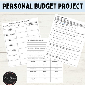 Preview of Personal Budget Project | English & Spanish