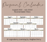 Personal Calendar Template | Neutral Safari Classroom Them