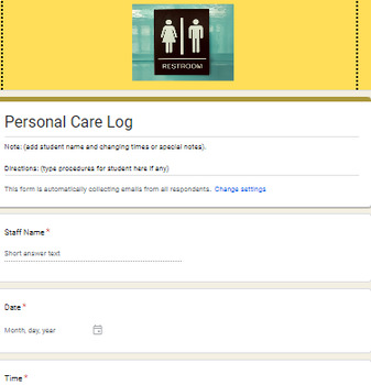 Preview of Personal Care Digital Log