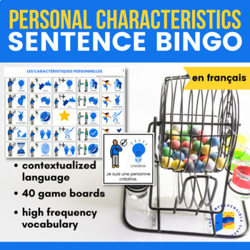 Preview of Personal Characteristics BINGO in French with sentences