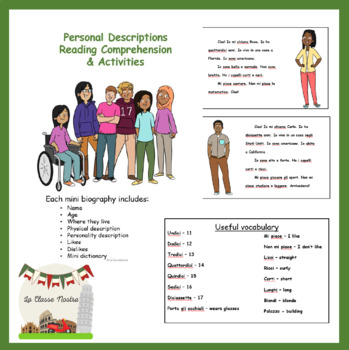 Preview of Personal Descriptions - Reading Comprehension