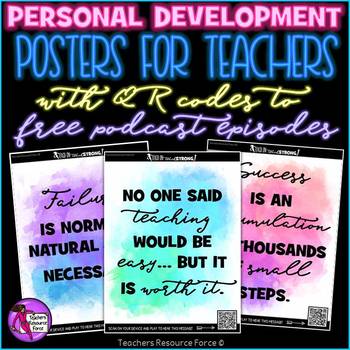 Preview of Personal Development Posters for Teachers with links to Free Podcast Episodes