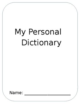Preview of Personal Dictionary - Editable