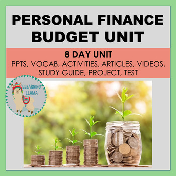 Preview of Personal Finance 8 Day Budget Unit