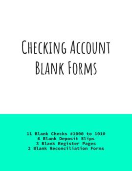 Preview of Personal Finance: BLANK Checking Account Forms