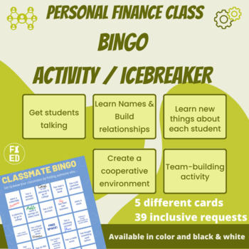 Preview of Personal Finance Bingo Icebreaker Activity | Relationship Building