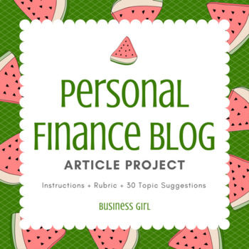 Preview of Personal Finance Blog Article Project with Topic List