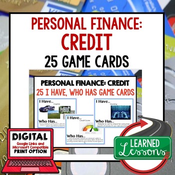 Preview of Personal Finance CREDIT GAME CARDS, Economics Activity Financial Literacy