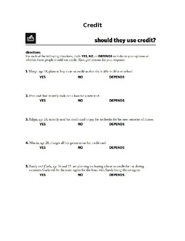 Preview of Personal Finance - Credit - Worksheet