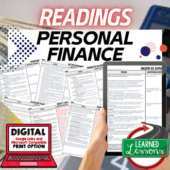 Preview of Personal Finance DBQ Reading Comprehension Passages & Questions