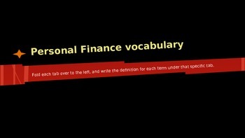 Preview of Personal Finance Economics Vocabulary Terms Definitions editable